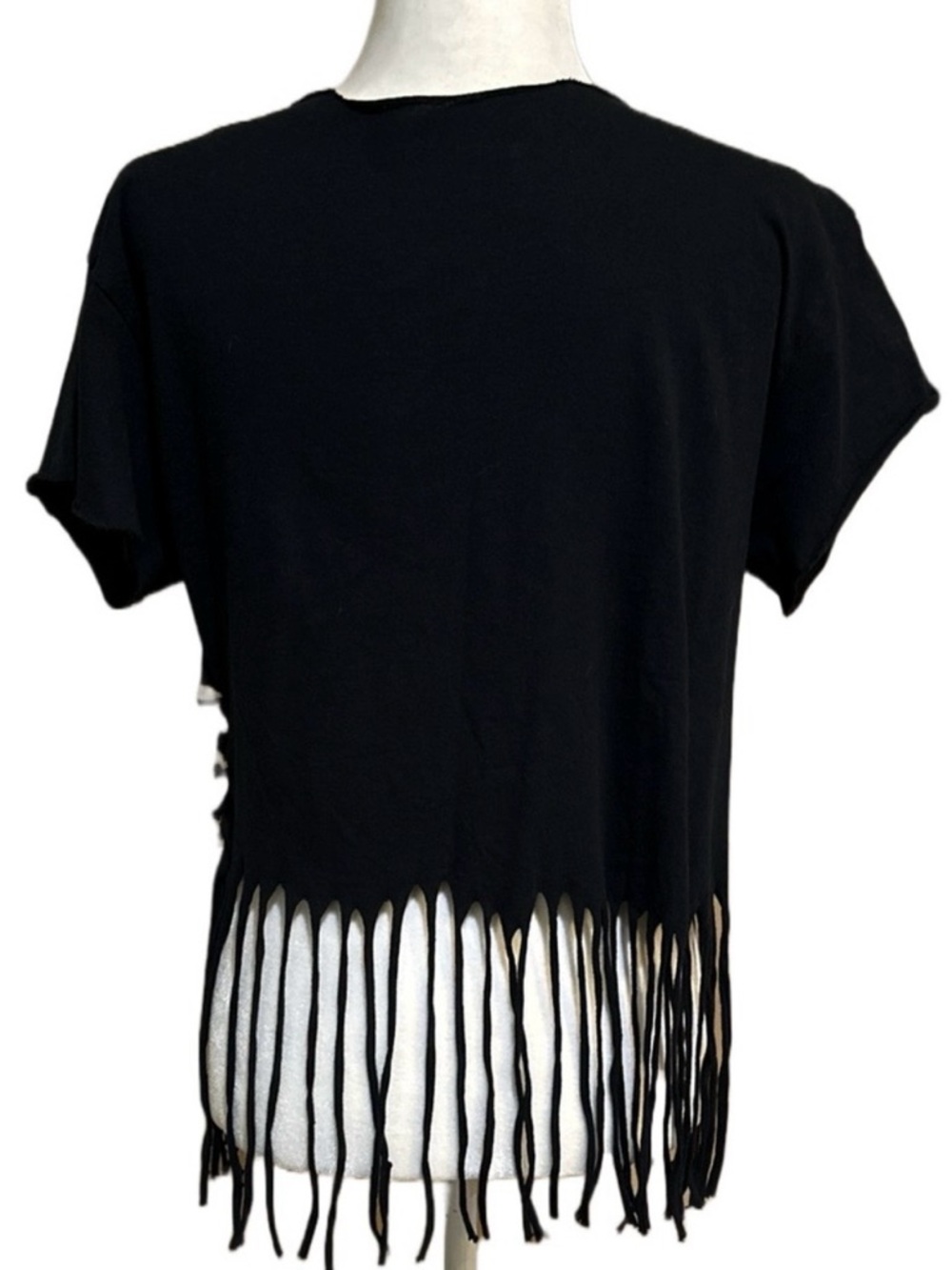 Prince Purple Rain Fringe Graphic Tee Black Crop Top M - Picture 6 of 8